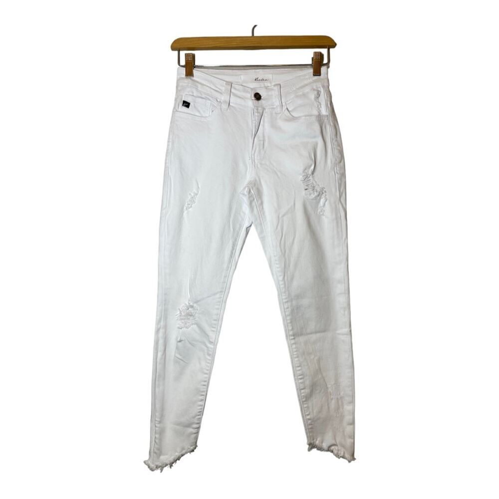 KanCan Estilo White Distressed Ripped Knee Jeans 24 Fray